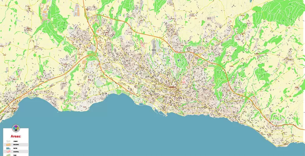 Lausanne Switzerland Map Vector Accurate High Detailed City Plan editable Adobe Illustrator Street Map in layers