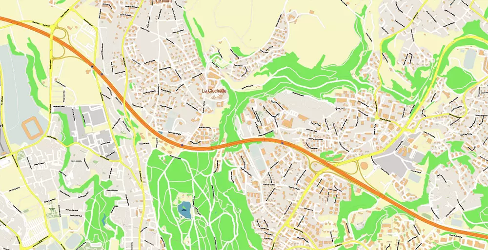 Lausanne Switzerland Map Vector Accurate High Detailed City Plan editable Adobe Illustrator Street Map in layers