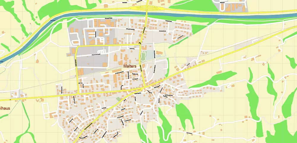 Luzern Lucerne Switzerland PDF Vector Map Accurate High Detailed City Plan editable Adobe PDF Street Map in layers
