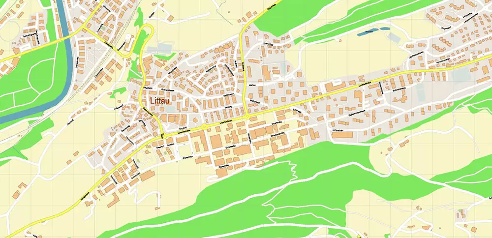 Luzern Lucerne Switzerland PDF Vector Map Accurate High Detailed City Plan editable Adobe PDF Street Map in layers
