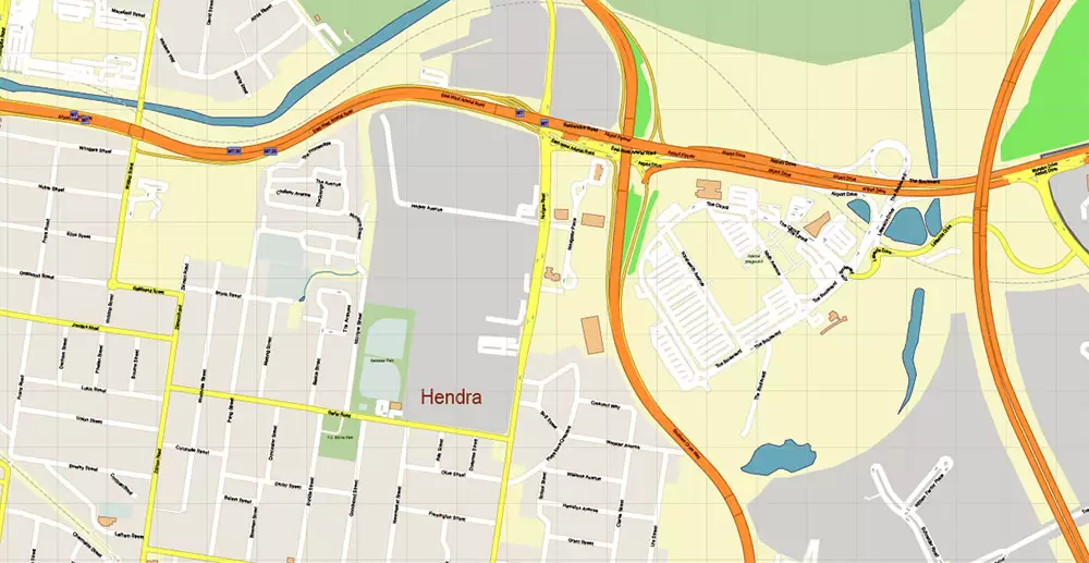 Brisbane Australia PDF Vector Map: Accurate High Detailed City Plan editable Adobe PDF Street Map in layers