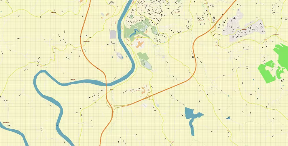 Morgantown West Virginia US PDF Vector Map: Accurate High Detailed City Plan editable Adobe PDF Street Map in layers