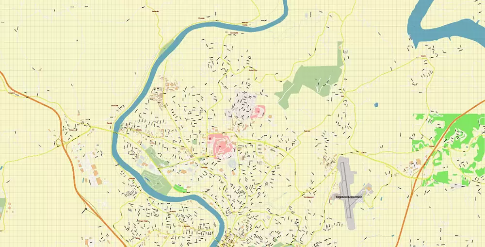 Morgantown West Virginia US PDF Vector Map: Accurate High Detailed City Plan editable Adobe PDF Street Map in layers