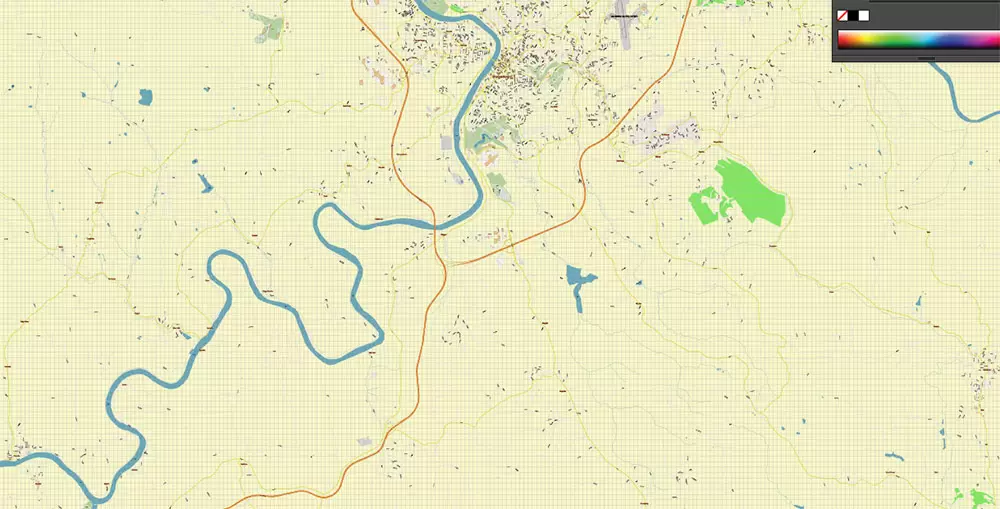 Morgantown West Virginia US PDF Vector Map: Accurate High Detailed City Plan editable Adobe PDF Street Map in layers