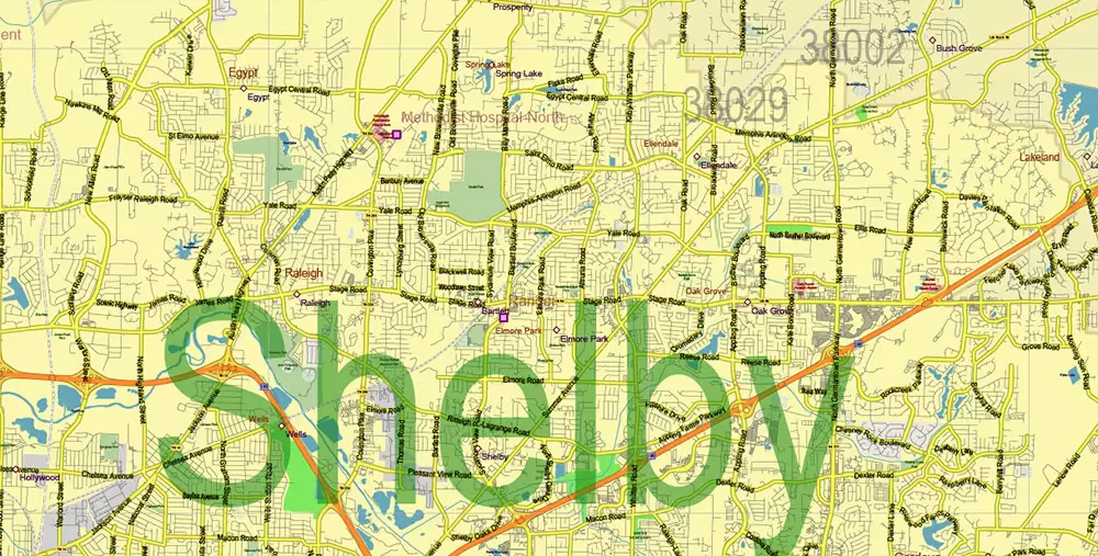 Tennessee US Map Vector Exact State Plan High Detailed Road Map + admin + Zipcodes editable Adobe Illustrator in layers