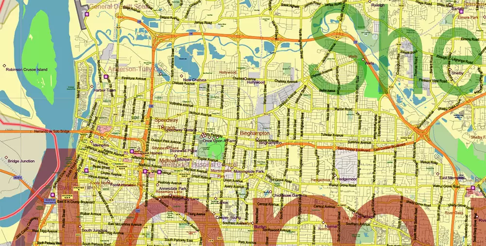 Tennessee US Map Vector Exact State Plan High Detailed Road Map + admin + Zipcodes editable Adobe Illustrator in layers