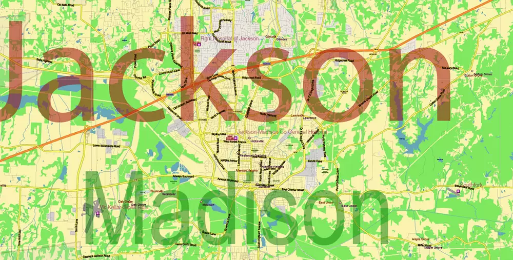 Tennessee US Map Vector Exact State Plan High Detailed Road Map + admin + Zipcodes editable Adobe Illustrator in layers