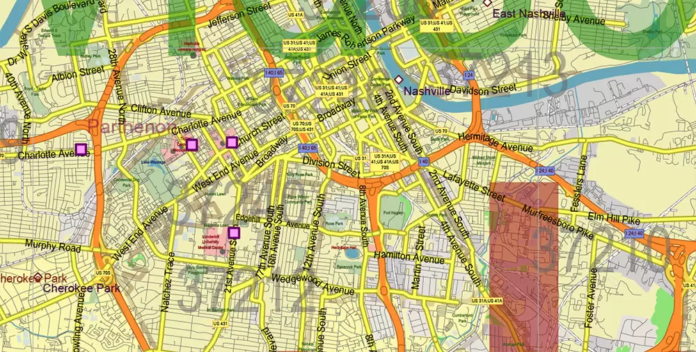 Tennessee US Map Vector Exact State Plan High Detailed Road Map + admin + Zipcodes editable Adobe Illustrator in layers