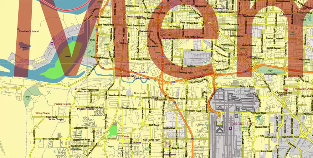 Tennessee US Map Vector Exact State Plan High Detailed Road Map + admin + Zipcodes editable Adobe Illustrator in layers