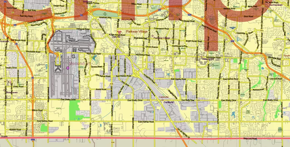 Tennessee US Map Vector Exact State Plan High Detailed Road Map + admin + Zipcodes editable Adobe Illustrator in layers