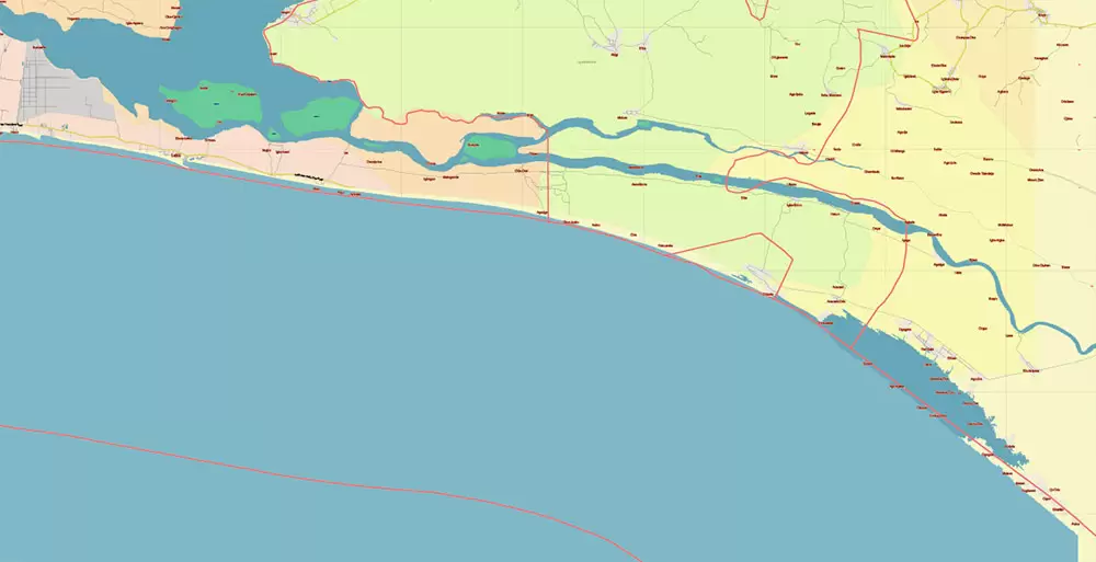 Lagos State, Nigeria PDF Vector Map: Full Extra High Detailed + Admin Areas editable Adobe PDF in layers