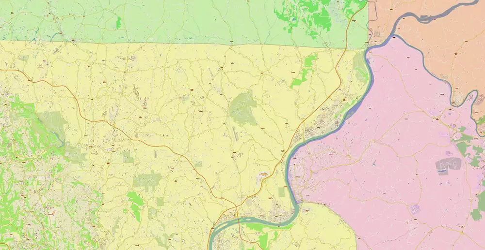 Pittsburgh Pennsylvania Metro Area Map Vector Exact State Plan High Detailed Road Map + Counties + Zipcodes editable Adobe Illustrator in layers