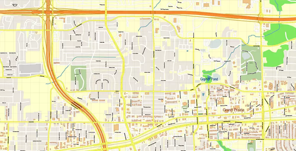 Dallas Texas US PDF Vector Map Metro Area Accurate High Detailed City Plan editable Adobe PDF Street Map in layers