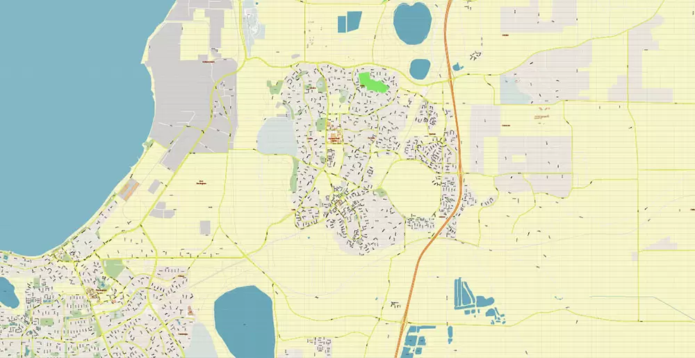 Perth Metro Area Australia PDF Vector Map: Accurate High Detailed City Plan editable Adobe PDF Street Map in layers