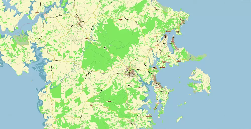 Auckland New Zealand Map Vector Exact Low Detailed City Plan editable Adobe Illustrator Street Map in layers