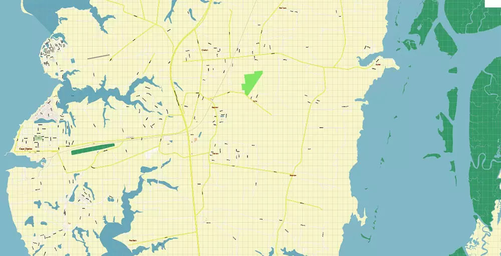 Cape Charles Virginia US PDF Vector Map Exact High Detailed City Plan editable Adobe PDF Street Map in layers
