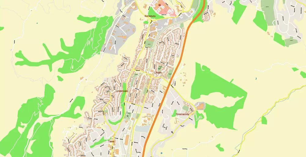Wellington New Zealand PDF Vector Map: Exact High Detailed City Plan editable Adobe PDF Street Map in layers