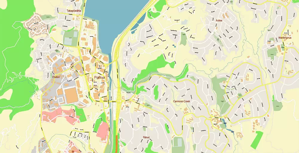 Wellington New Zealand PDF Vector Map: Exact High Detailed City Plan editable Adobe PDF Street Map in layers