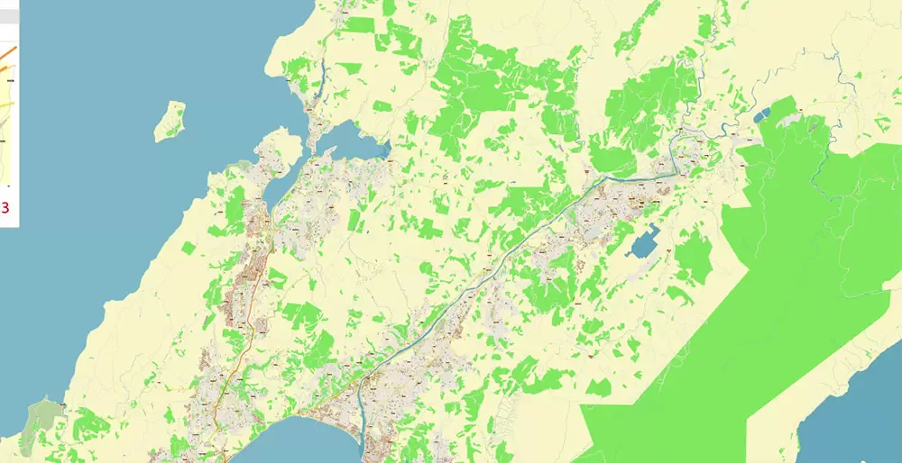 Wellington New Zealand PDF Vector Map: Exact High Detailed City Plan editable Adobe PDF Street Map in layers