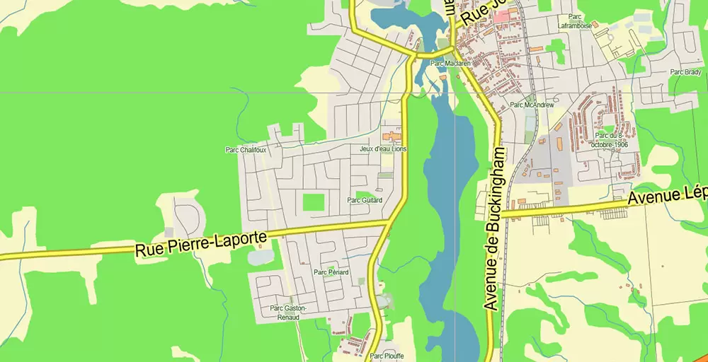 Gatineau Quebec Canada PDF Vector Map: City Plan Low Detailed (for small print size) Street Map editable Adobe PDF in layers