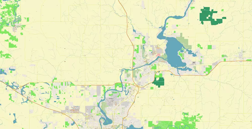 Eau Claire Chippewa Falls Wisconsin US PDF Vector Map: Exact High Detailed City Plan editable Adobe PDF Street Map in layers