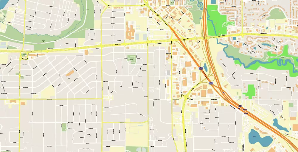 Eau Claire Chippewa Falls Wisconsin US PDF Vector Map: Exact High Detailed City Plan editable Adobe PDF Street Map in layers