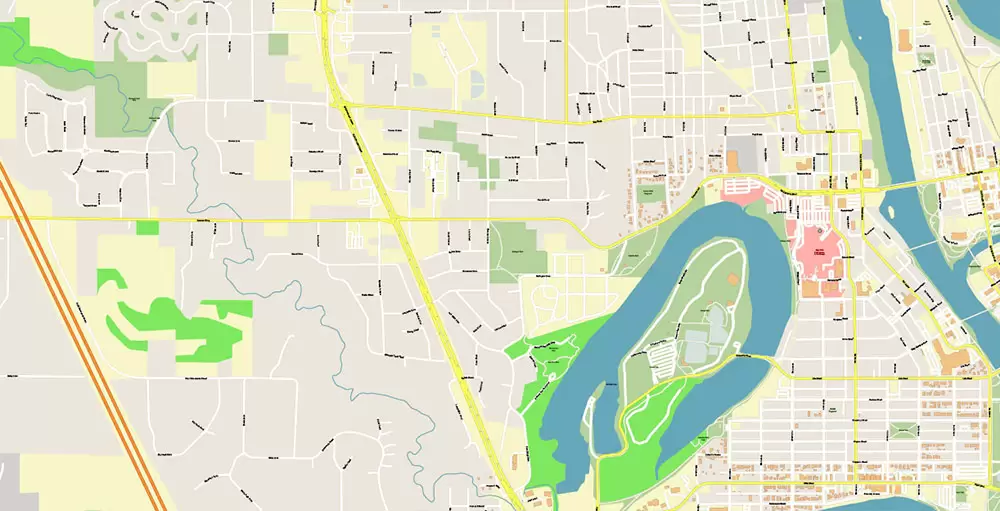 Eau Claire Chippewa Falls Wisconsin US PDF Vector Map: Exact High Detailed City Plan editable Adobe PDF Street Map in layers