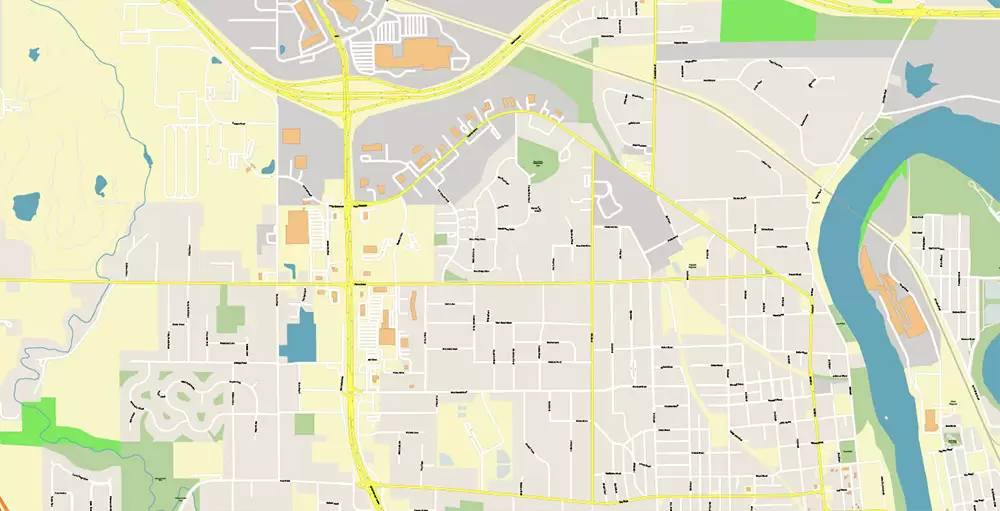 Eau Claire Chippewa Falls Wisconsin US PDF Vector Map: Exact High Detailed City Plan editable Adobe PDF Street Map in layers