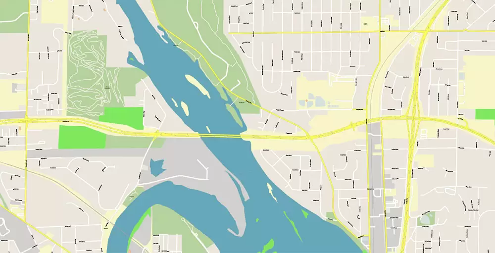 Eau Claire Chippewa Falls Wisconsin US PDF Vector Map: Exact High Detailed City Plan editable Adobe PDF Street Map in layers