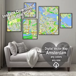Amsterdam Netherlands printable editable PDF layered Vector Map Amsterdam Netherlands printable editable PDF layered Vector Map