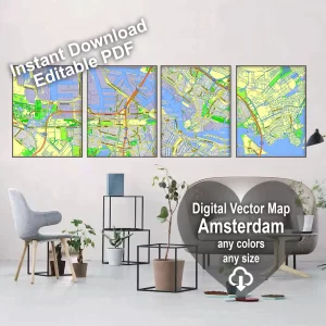 Amsterdam Netherlands printable editable PDF layered Vector Map Amsterdam Netherlands printable editable PDF layered Vector Map