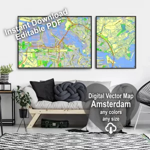 Amsterdam Netherlands printable editable PDF layered Vector Map Amsterdam Netherlands printable editable PDF layered Vector Map