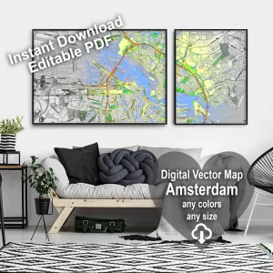 Amsterdam Netherlands printable editable PDF layered Vector Map Amsterdam Netherlands printable editable PDF layered Vector Map