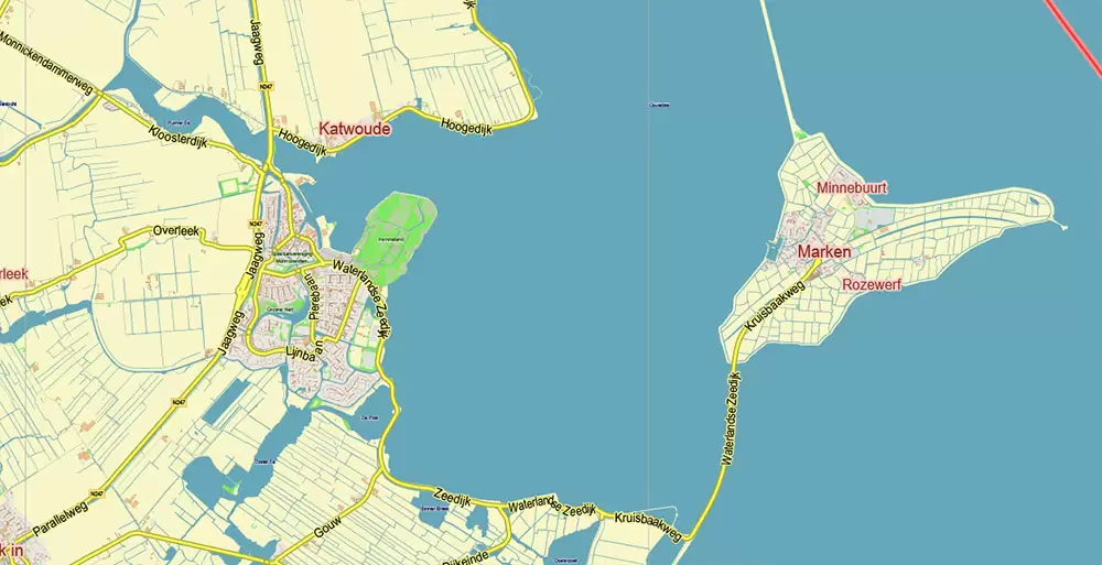 Amsterdam Netherlands PDF Vector Map: City Plan Low Detailed (for small print size) Street Map editable Adobe PDF in layers