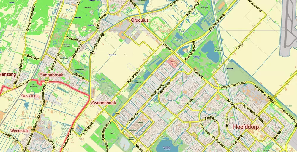 Amsterdam Netherlands PDF Vector Map: City Plan Low Detailed (for small print size) Street Map editable Adobe PDF in layers