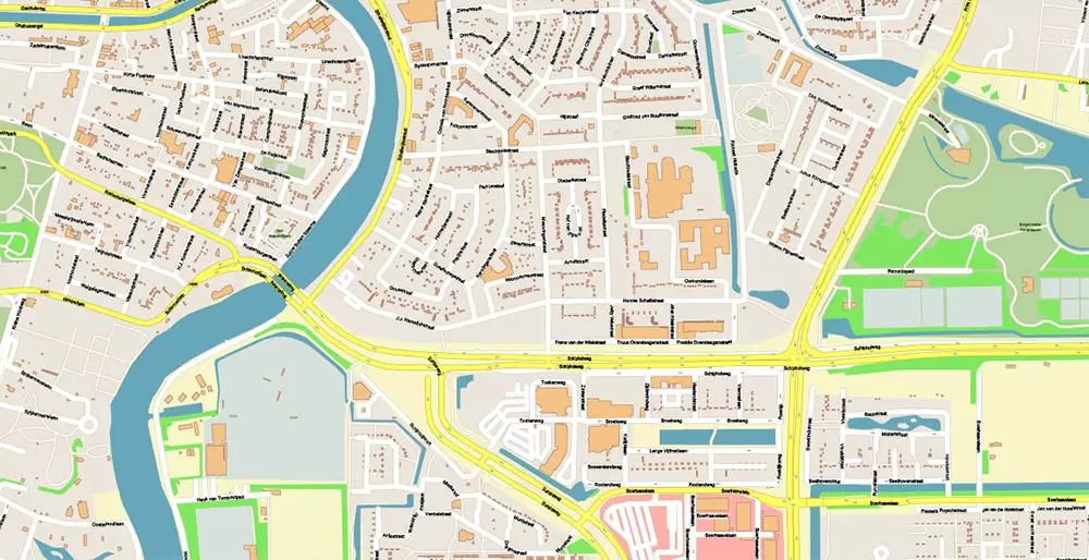Amsterdam Netherlands PDF Vector Map: Exact High Detailed City Plan editable Adobe PDF Street Map in layers