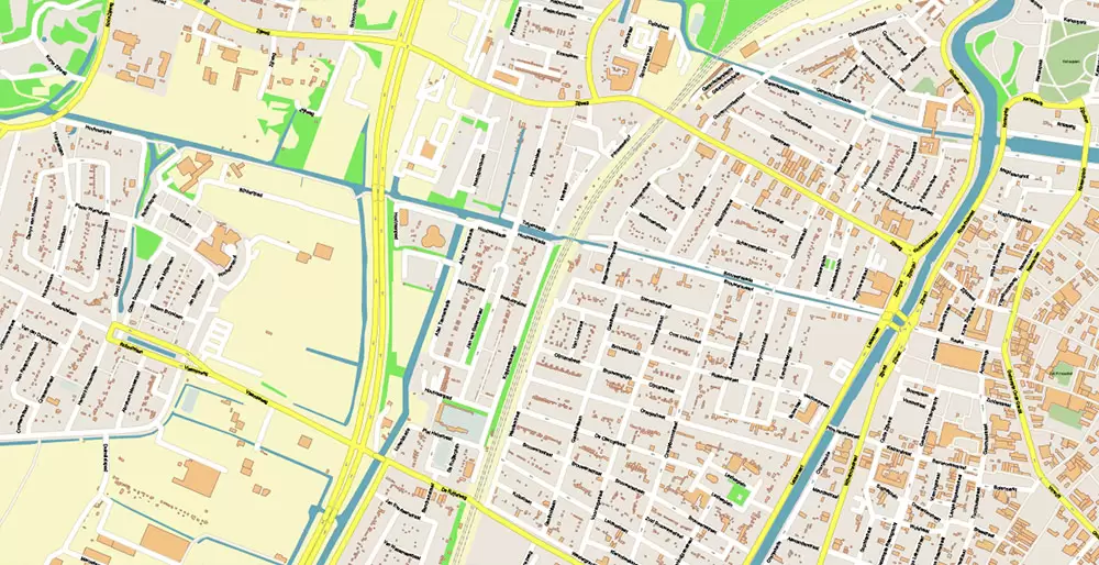 Amsterdam Netherlands PDF Vector Map: Exact High Detailed City Plan editable Adobe PDF Street Map in layers