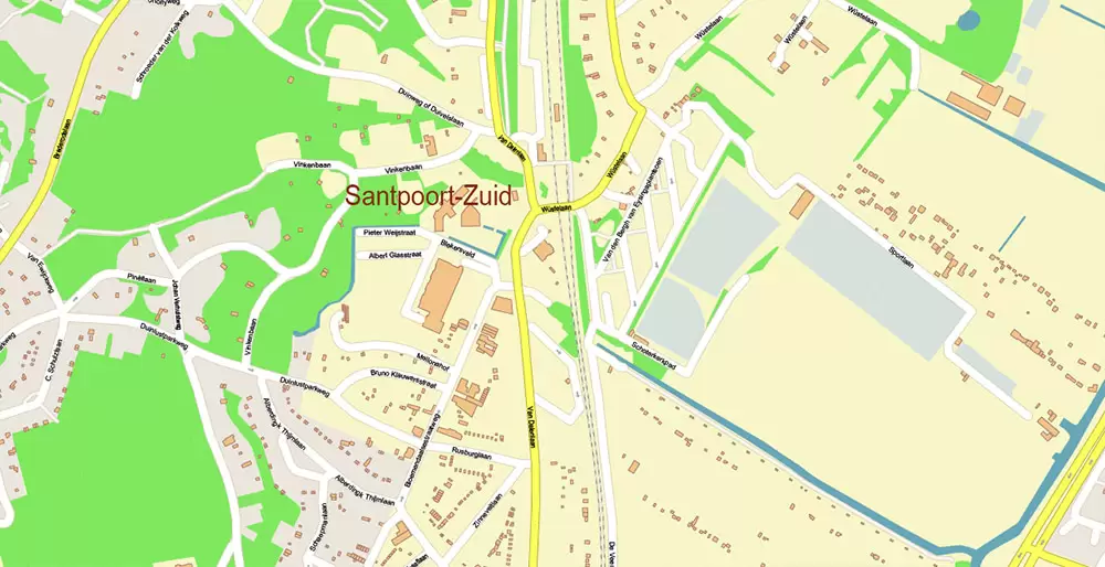 Amsterdam Netherlands PDF Vector Map: Exact High Detailed City Plan editable Adobe PDF Street Map in layers