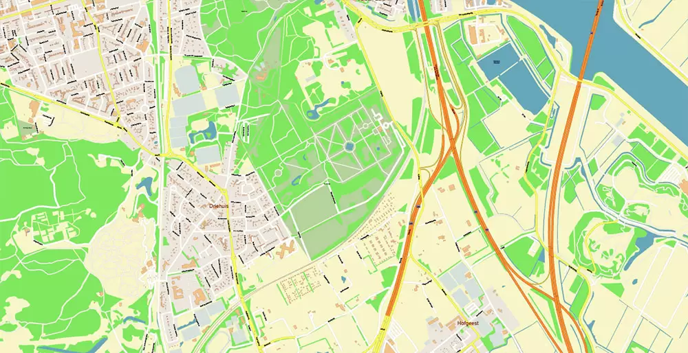 Amsterdam Netherlands PDF Vector Map: Exact High Detailed City Plan editable Adobe PDF Street Map in layers