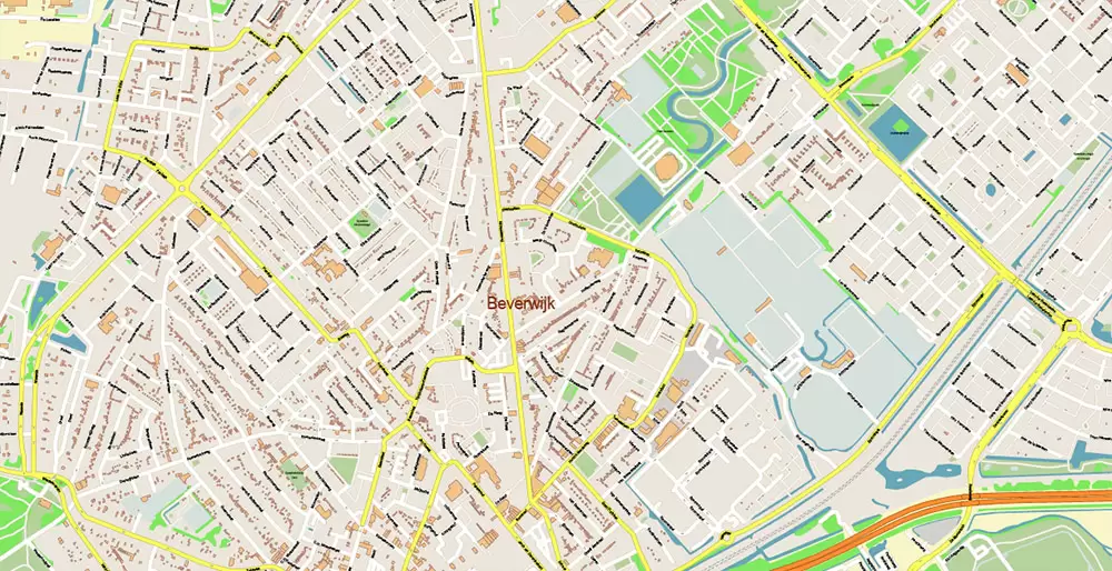 Amsterdam Netherlands PDF Vector Map: Exact High Detailed City Plan editable Adobe PDF Street Map in layers