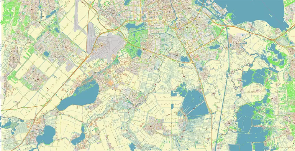 Amsterdam Netherlands PDF Vector Map: Exact High Detailed City Plan editable Adobe PDF Street Map in layers