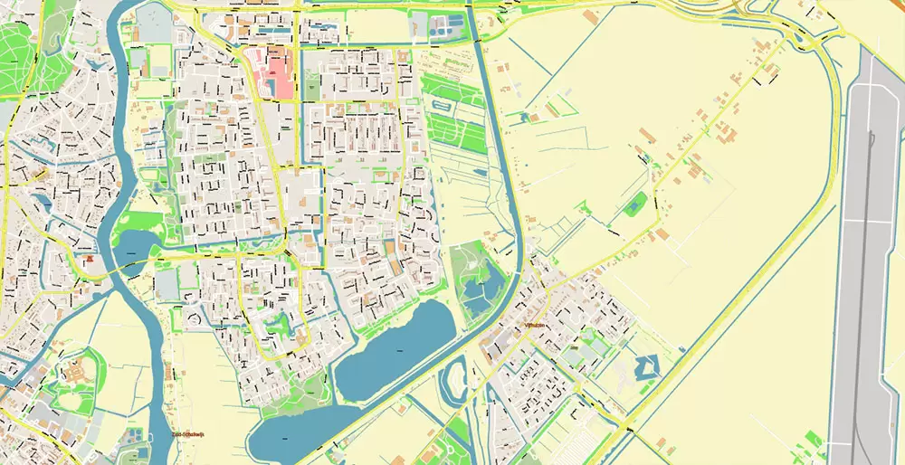 Amsterdam Netherlands PDF Vector Map: Exact High Detailed City Plan editable Adobe PDF Street Map in layers