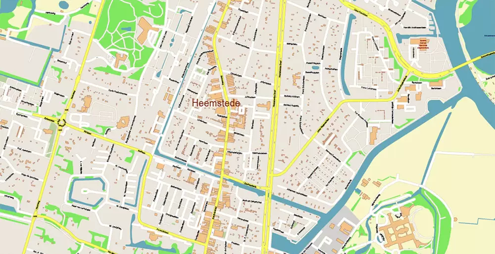 Amsterdam Netherlands PDF Vector Map: Exact High Detailed City Plan editable Adobe PDF Street Map in layers