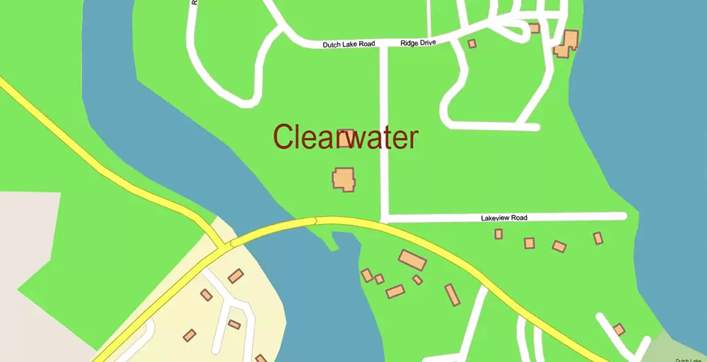 Clearwater Area British Columbia Canada Map Vector Exact High Detailed Plan editable Adobe Illustrator Street Map in layers