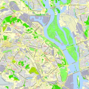 Kiev Ukraine Ukrainian printable editable layered PDF Vector Map