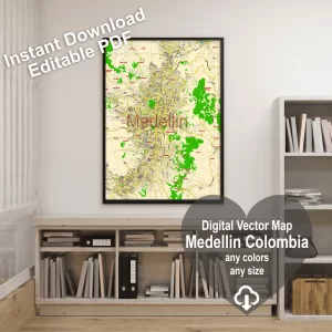 Medellin Colombia printable editable layered PDF Vector Map Medellin Colombia printable editable layered PDF Vector Map