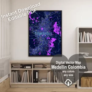 Medellin Colombia printable editable layered PDF Vector Map Medellin Colombia printable editable layered PDF Vector Map
