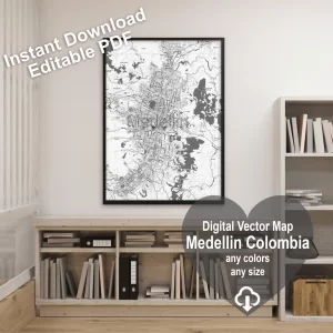 Medellin Colombia printable editable layered PDF Vector Map Medellin Colombia printable editable layered PDF Vector Map