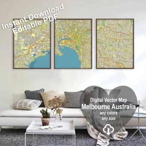 Melbourne Australia printable editable layered PDF Vector Map Melbourne Australia printable editable layered PDF Vector Map