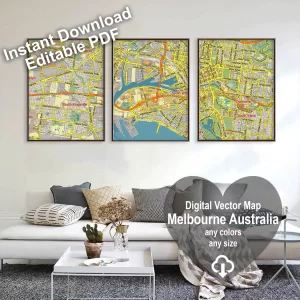 Melbourne Australia printable editable layered PDF Vector Map Melbourne Australia printable editable layered PDF Vector Map